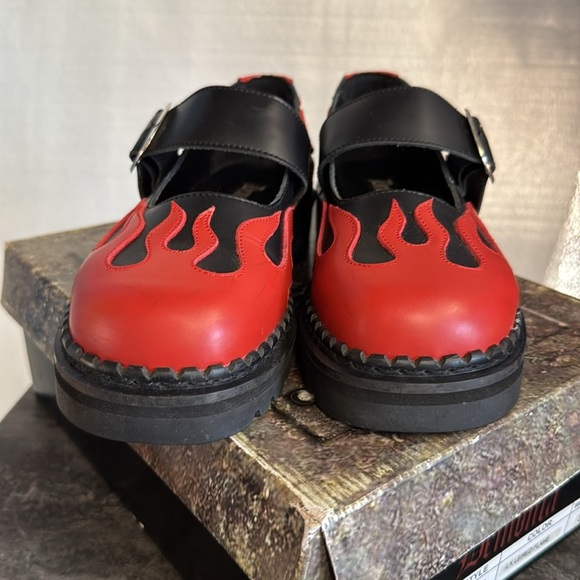 Demonia Women's Black and Red Flame Footwear. 8 - Picture 4 of 8